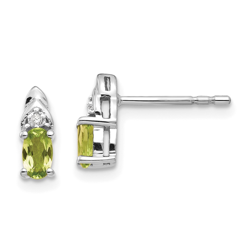 14k White Gold Peridot August Birthstone And Diamond Post Ladies Earrings 411$